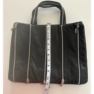 Vintage‎ Jamin Puech Black Leather Zipper Accent Tote Bag RARE Store has closed!